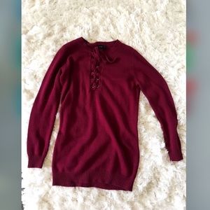 Maroon lace up dress